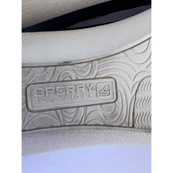 Sperry HTF Top Sider Navy Blue & White Slip On Low Wedge Slip On Boat Shoes 10M - Picture 14 of 14